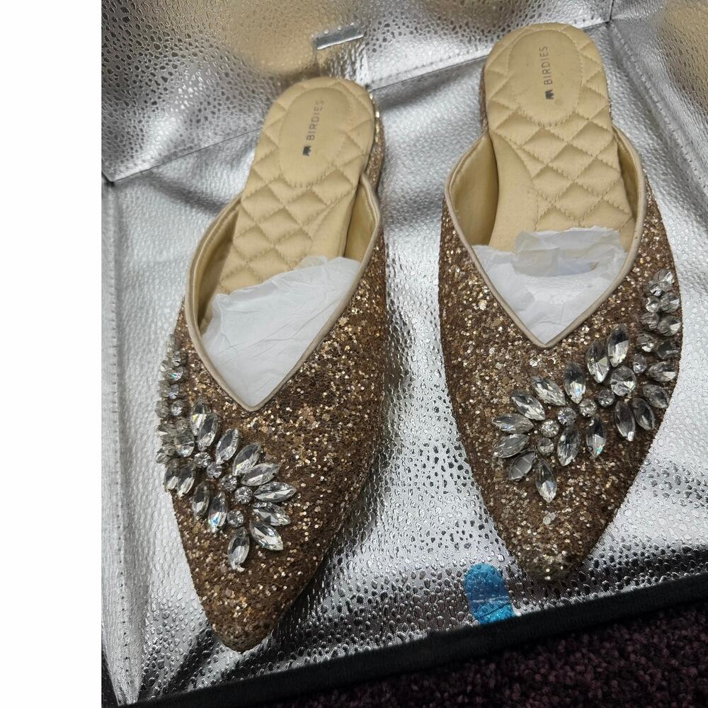 Birdies the Swan Jeweled Pointed Toe Mules sz 9 retail $190! Worn once, like NIB - Picture 3 of 5